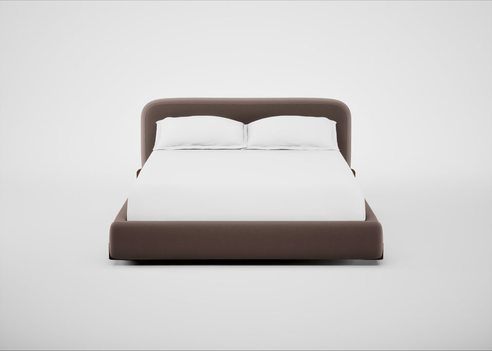 Nuvola Bed King / Smart Velvet Mouse / Walnut Stained