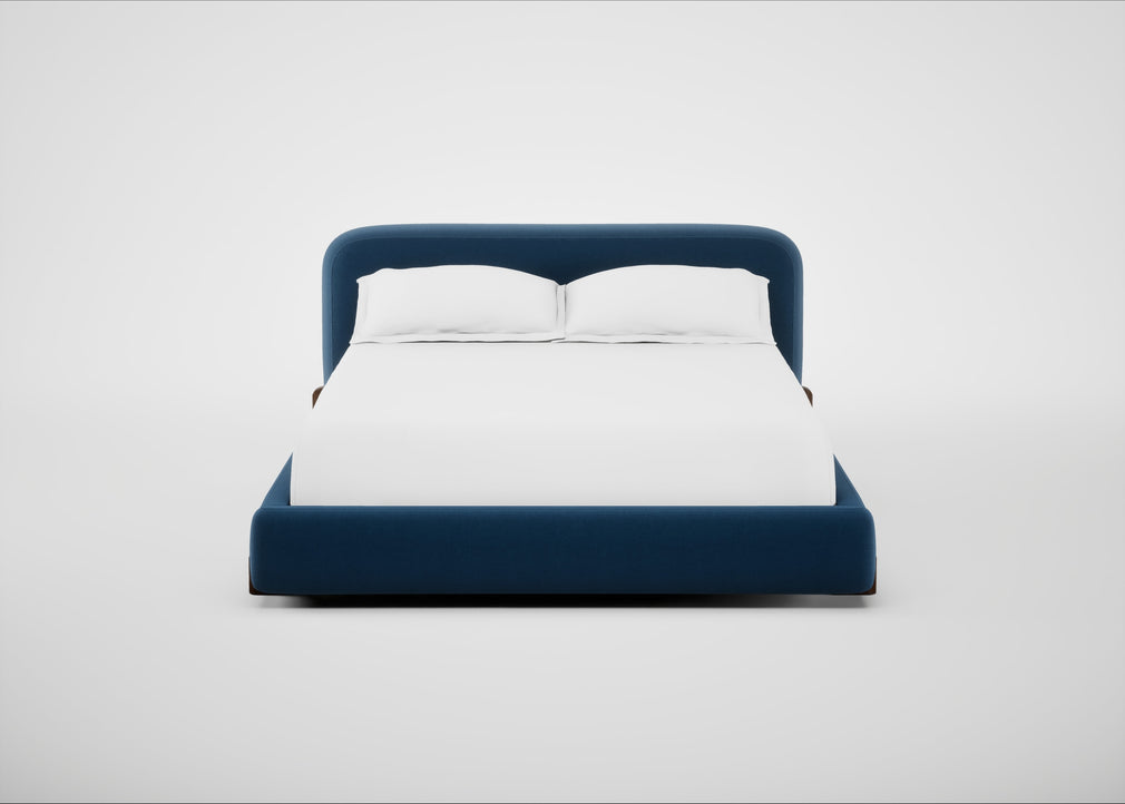 Nuvola Bed King / Smart Velvet Petrol / Walnut Stained