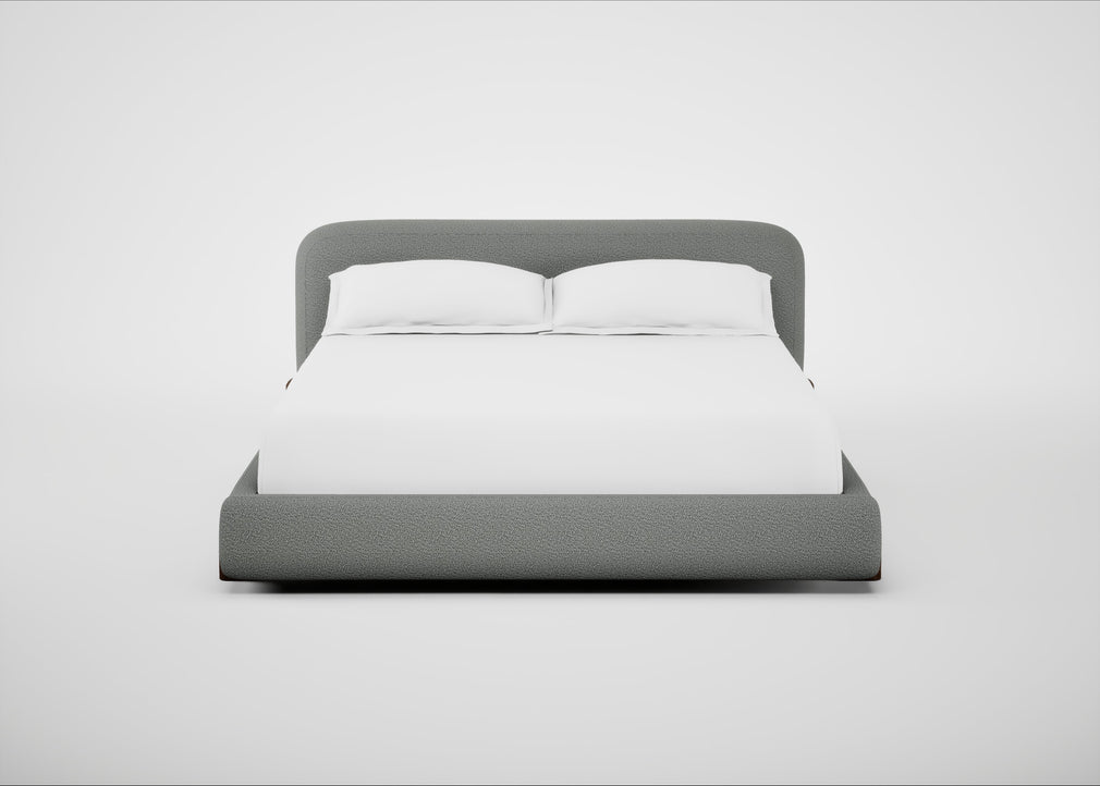 Nuvola Bed Super King / Boucle Steel / Walnut Stained
