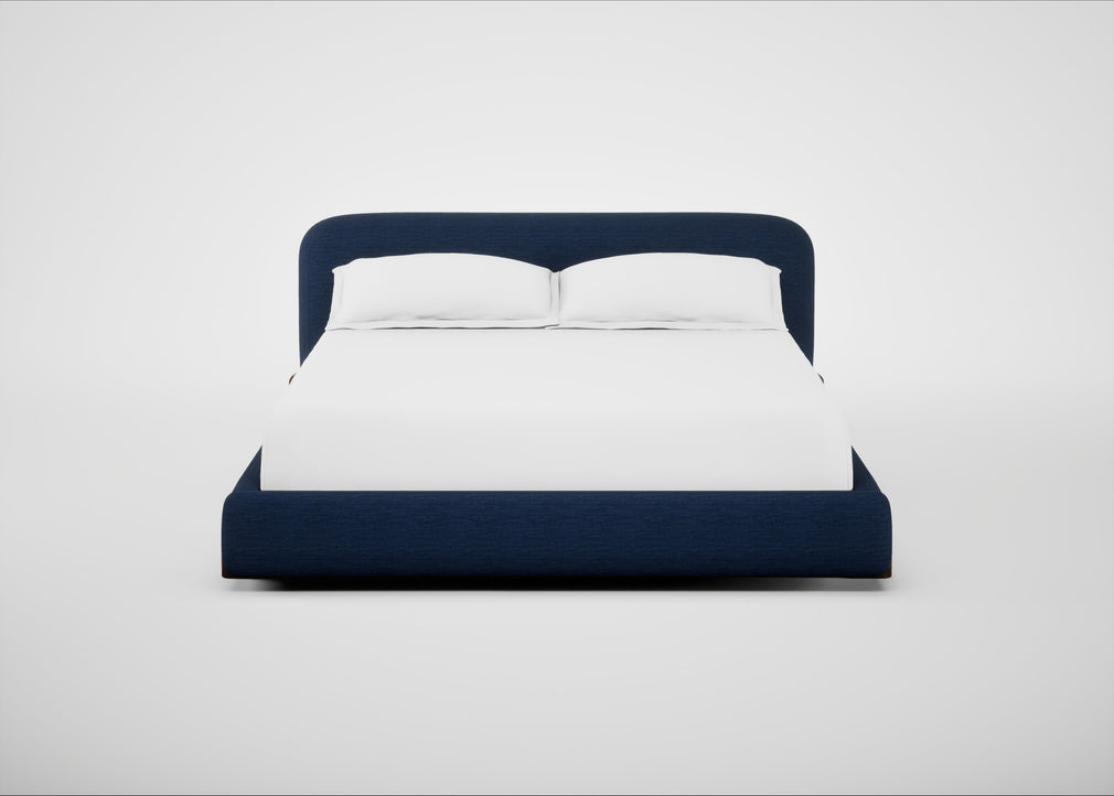 Nuvola Bed Super King / Broad Weave Lagoon / Walnut Stained
