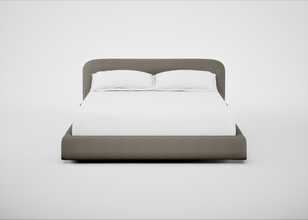Nuvola Bed Super King / Broad Weave Pebble / Walnut Stained