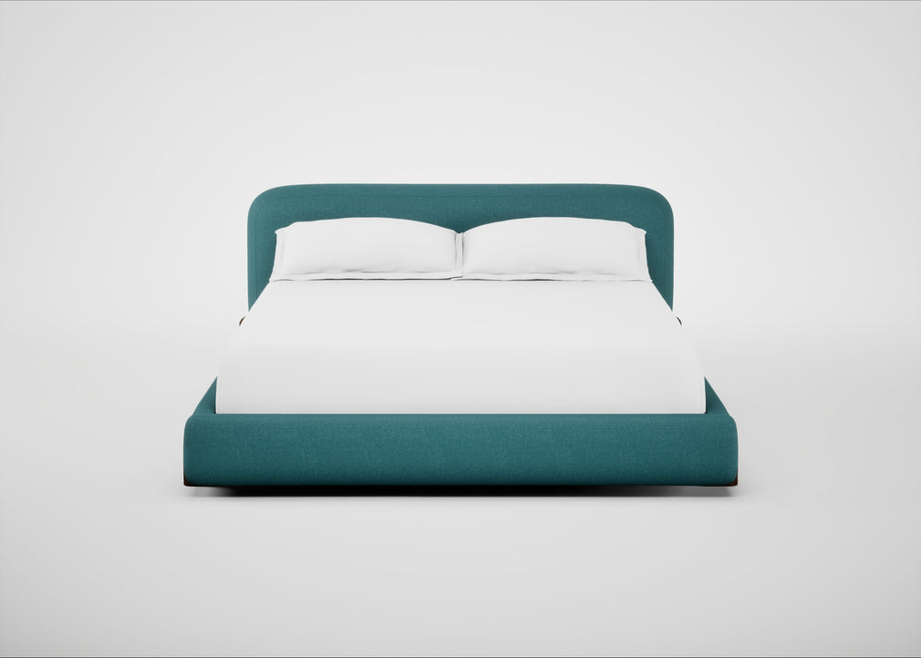 Nuvola Bed Super King / Brushed Cotton Cadet / Walnut Stained