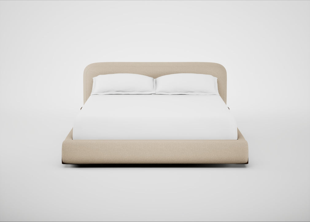 Nuvola Bed Super King / Brushed Cotton Oat / Walnut Stained
