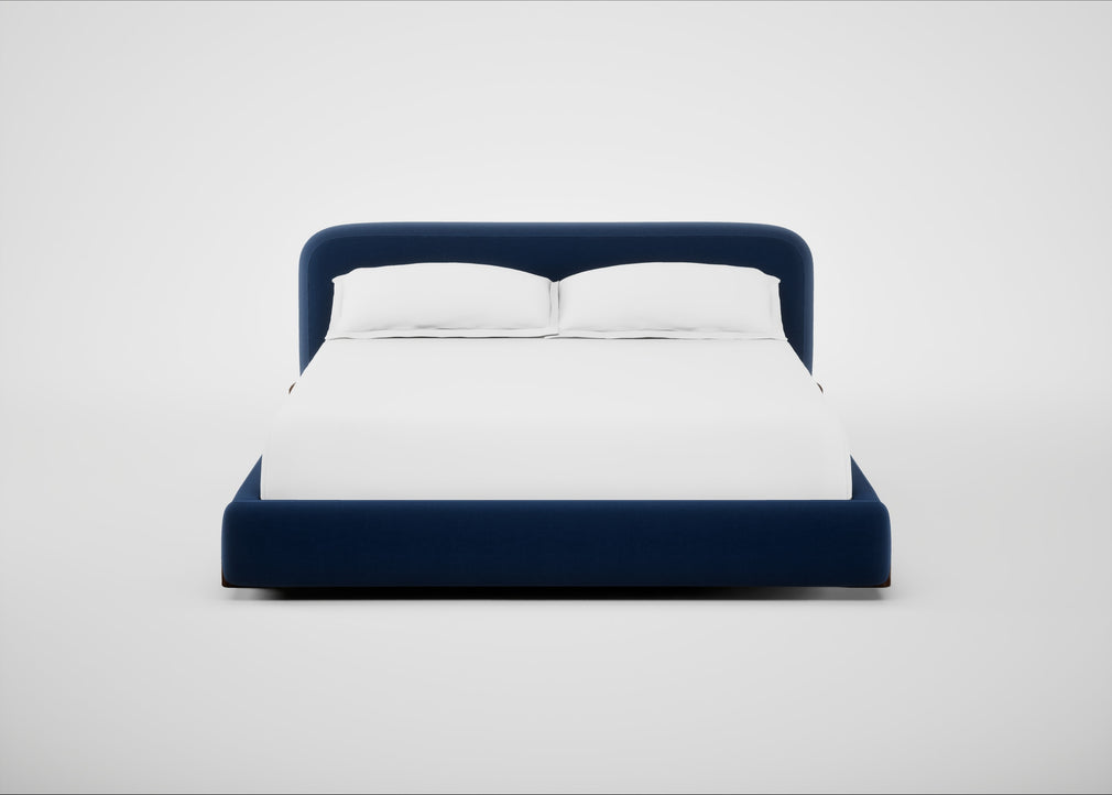 Nuvola Bed Super King / Cotton Velvet Midnight / Walnut Stained