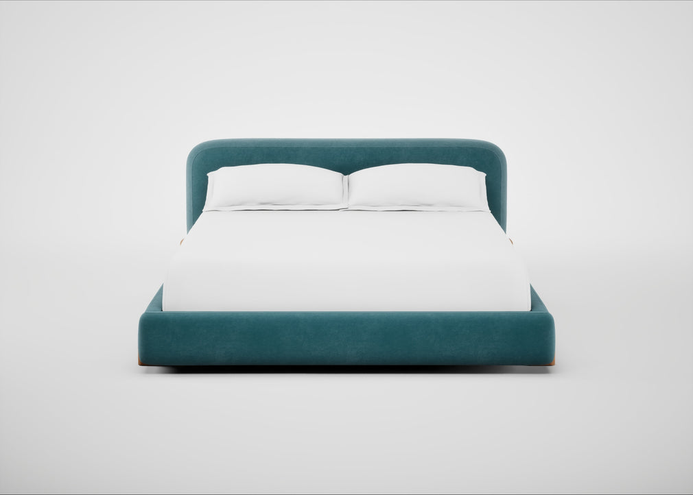 Nuvola Bed Super King / Smart Luxe Velvet Airforce Blue / Natural