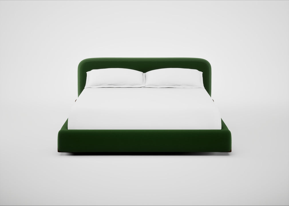 Nuvola Bed Super King / Smart Velvet Forest / Walnut Stained