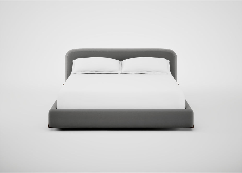 Nuvola Bed Super King / Smart Velvet Mercury / Walnut Stained