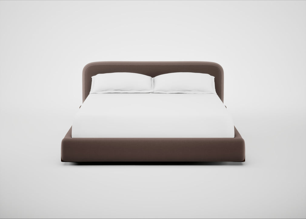 Nuvola Bed Super King / Smart Velvet Mouse / Walnut Stained