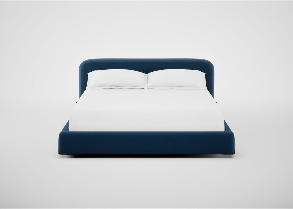 Nuvola Bed Super King / Smart Velvet Petrol / Walnut Stained