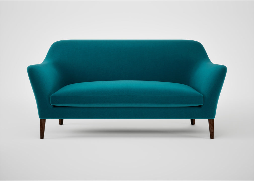 Wallis 3 Seater Sofa Velvet Teal / Walnut Stained