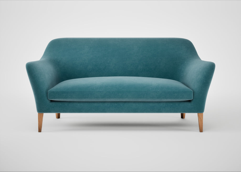 Wallis 3 Seater Sofa Smart Luxe Velvet Airforce Blue / Natural