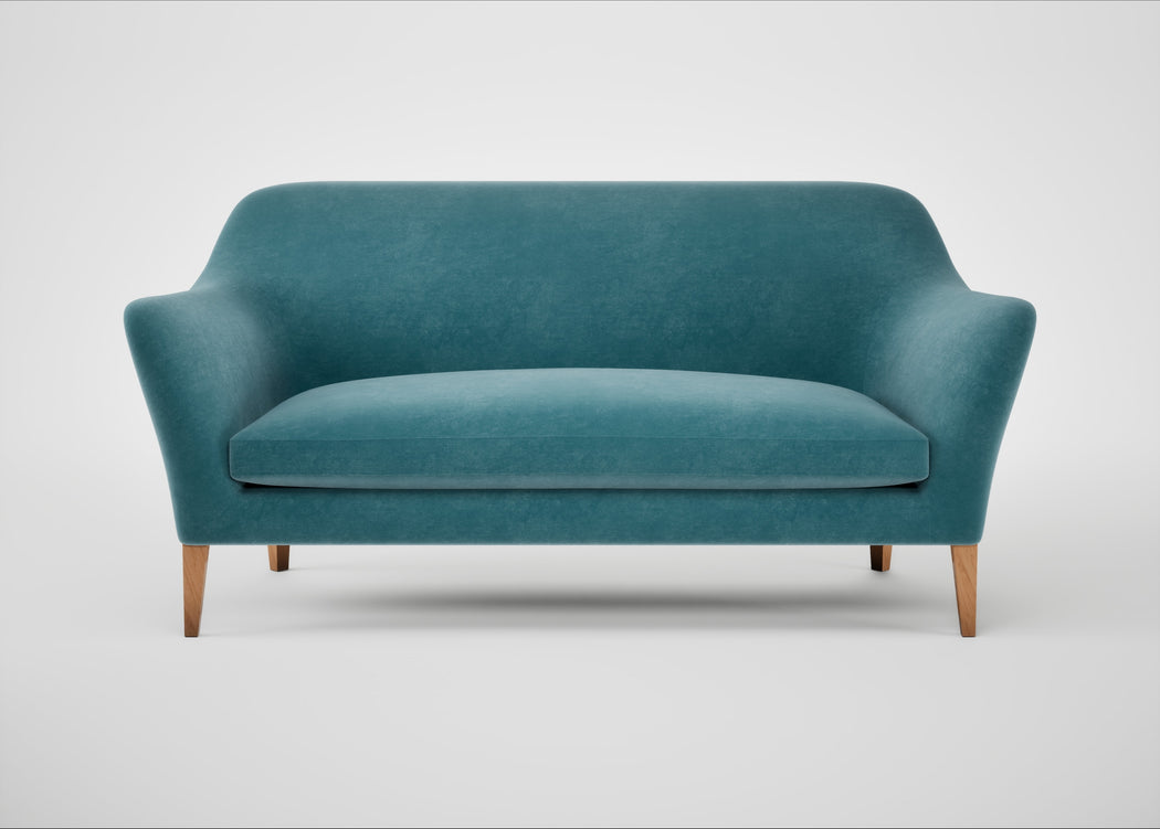 Wallis 3 Seater Sofa Smart Luxe Velvet Airforce Blue / Natural