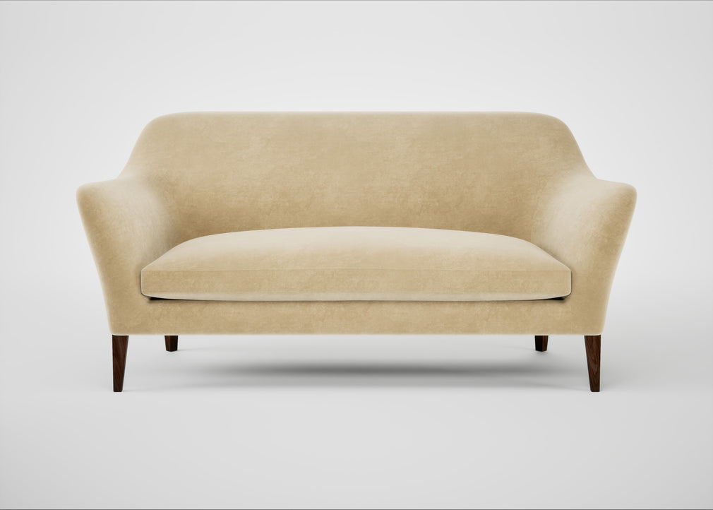 Wallis 3 Seater Sofa Smart Luxe Velvet Biscuit / Walnut Stained