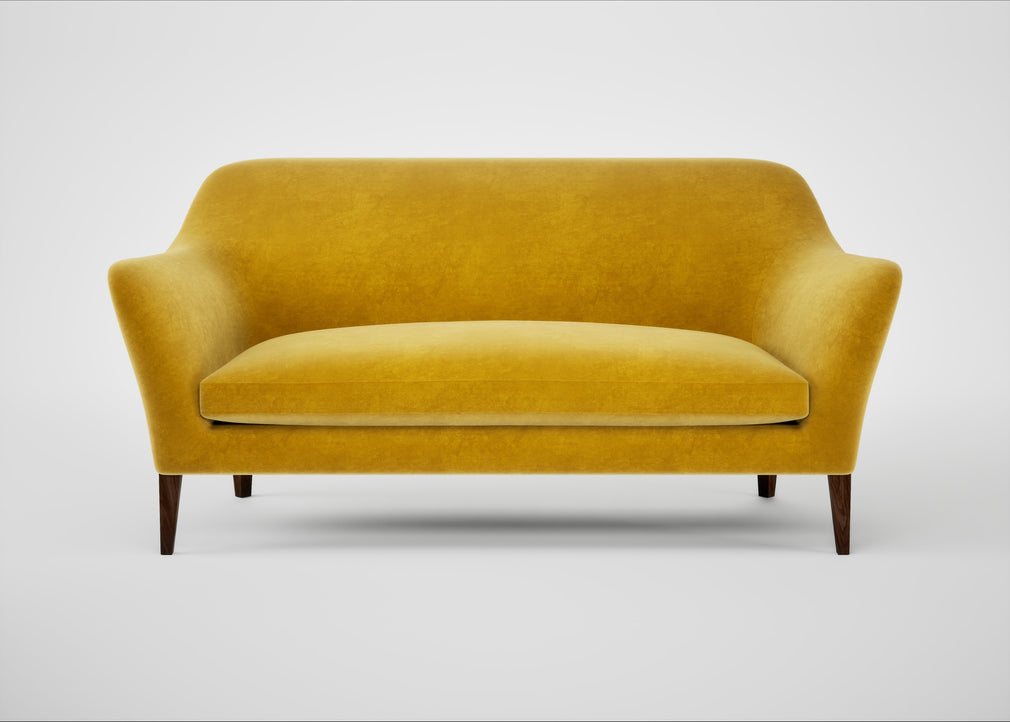 Wallis 3 Seater Sofa Smart Luxe Velvet Canary / Walnut Stained