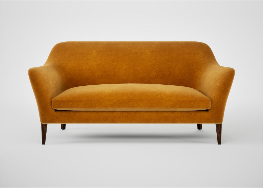 Wallis 3 Seater Sofa Smart Luxe Velvet Cognac / Walnut Stained