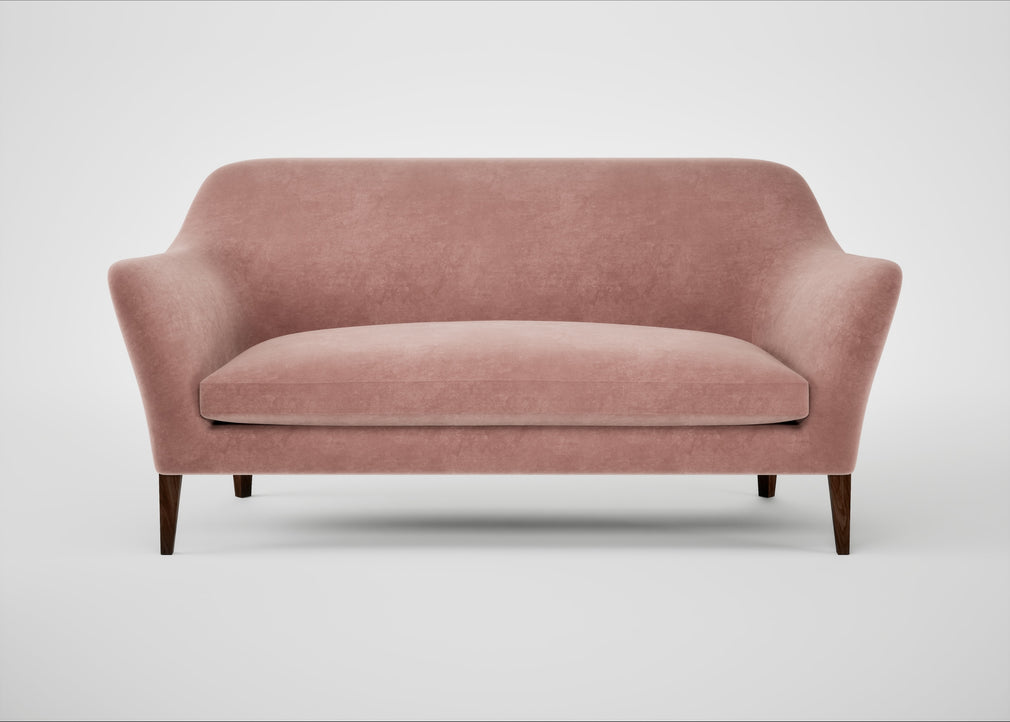 Wallis 3 Seater Sofa Smart Luxe Velvet Dusky Pink / Walnut Stained