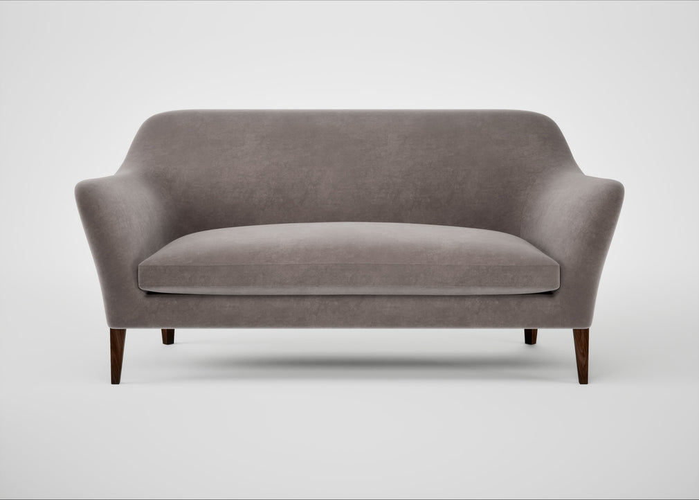 Wallis 3 Seater Sofa Smart Luxe Velvet Mushroom / Walnut Stained