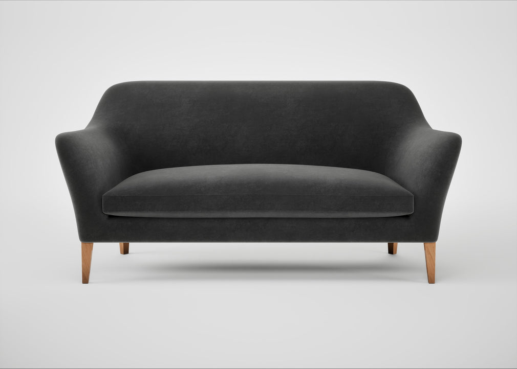 Wallis 3 Seater Sofa Smart Luxe Velvet Nickel / Walnut Stained