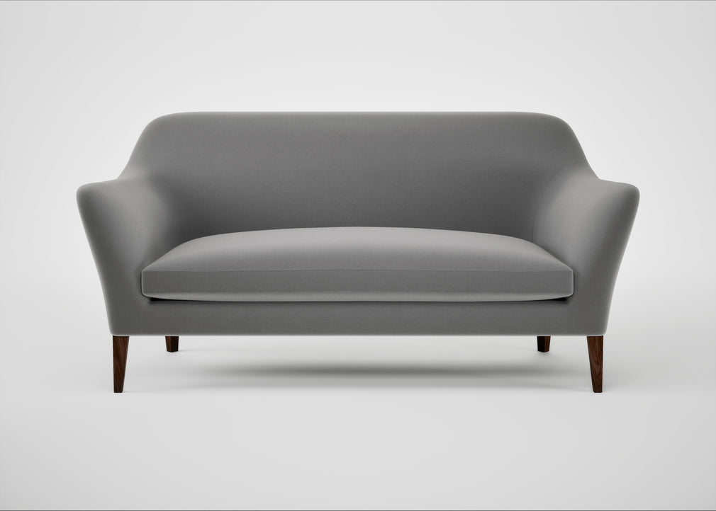 Wallis 3 Seater Sofa Smart Velvet Mercury / Walnut Stained