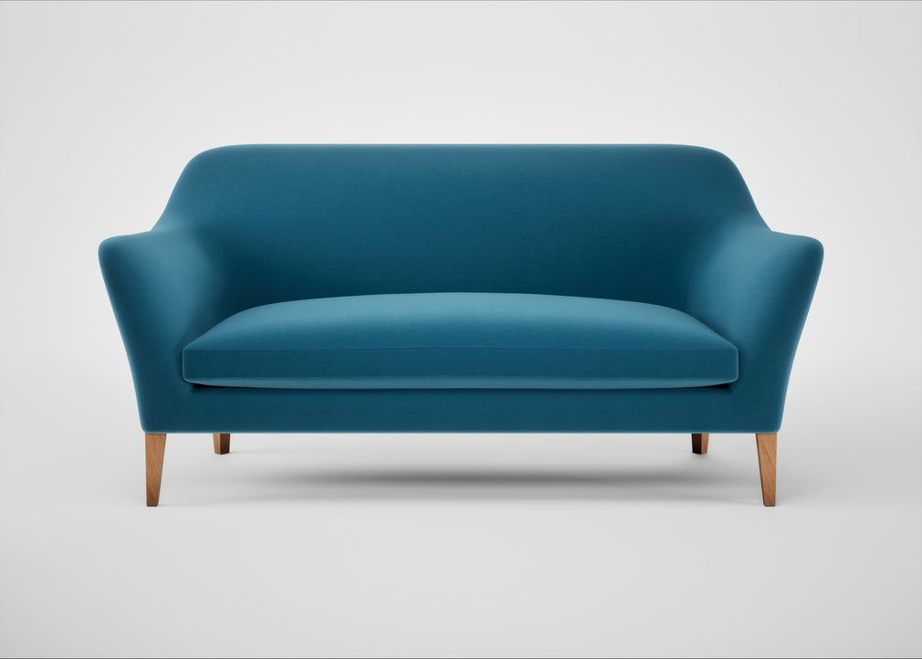 Wallis 3 Seater Sofa Smart Velvet Ocean Blue / Natural