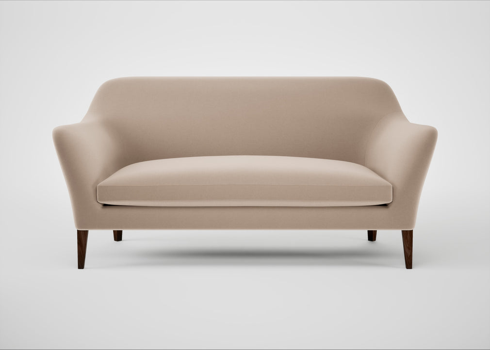 Wallis 3 Seater Sofa Smart Velvet Pebble / Walnut Stained
