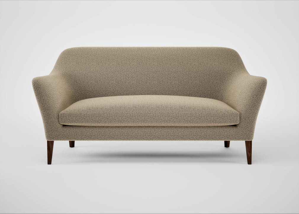Wallis 3 Seater Sofa Boucle Velvet Rocky / Walnut Stained