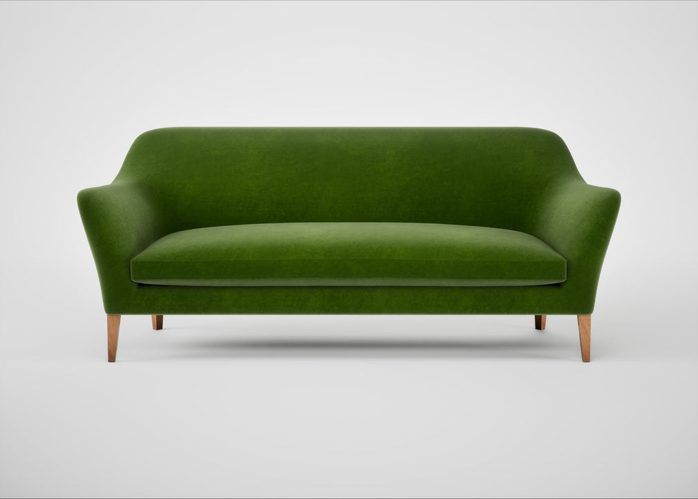 Wallis 4 Seater Sofa Smart Luxe Velvet Grass / Walnut Stained
