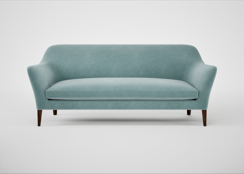 Wallis 4 Seater Sofa Smart Luxe Velvet Mineral Blue / Walnut Stained