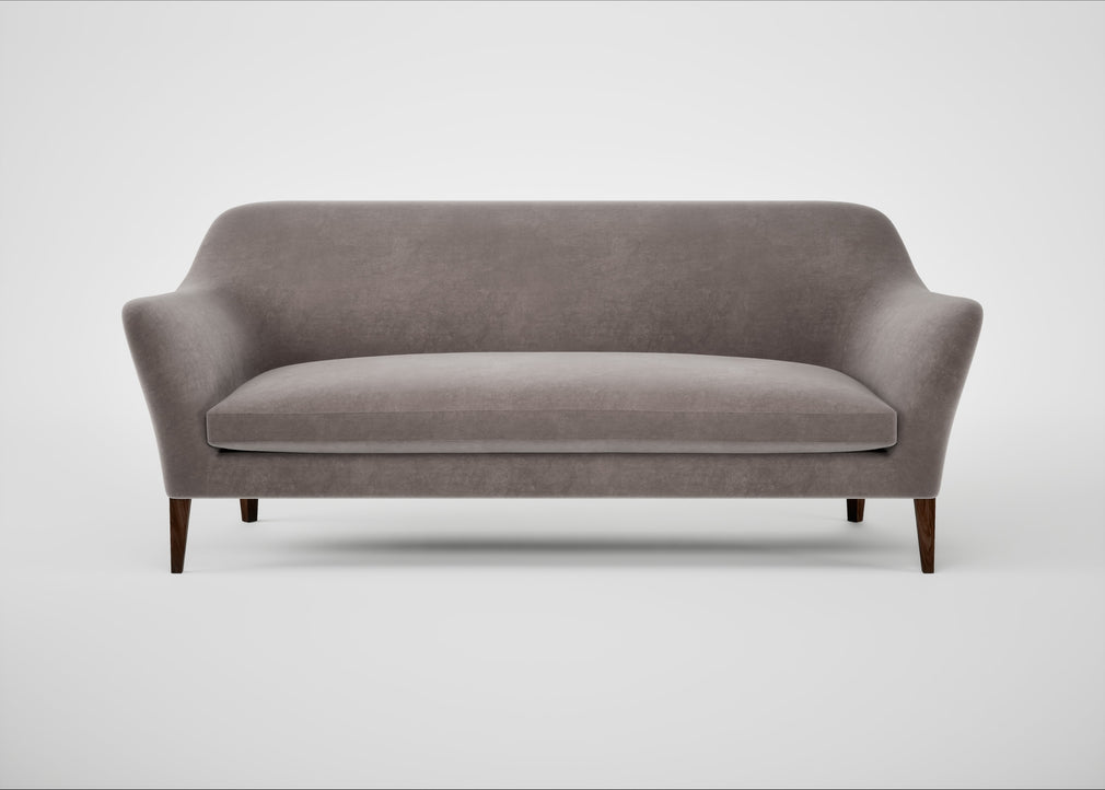 Wallis 4 Seater Sofa Smart Luxe Velvet Mushroom / Walnut Stained