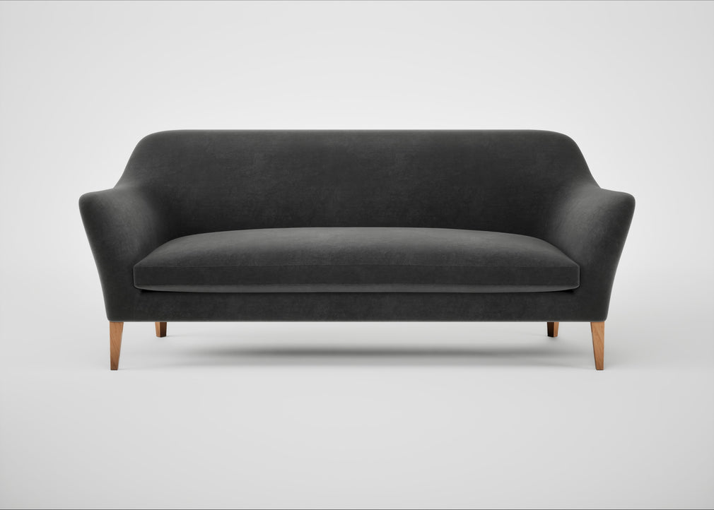 Wallis 4 Seater Sofa Smart Luxe Velvet Nickel / Walnut Stained