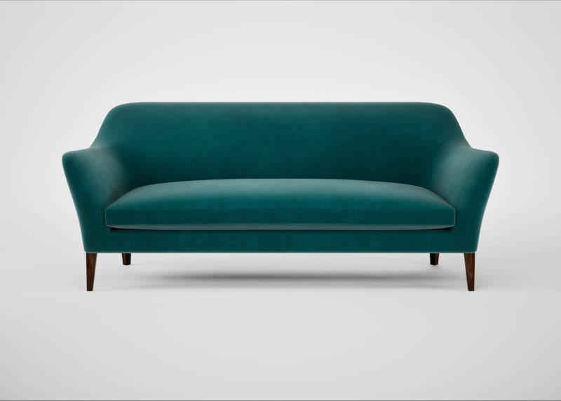 Wallis 4 Seater Sofa Smart Luxe Velvet Ocean Green / Walnut Stained