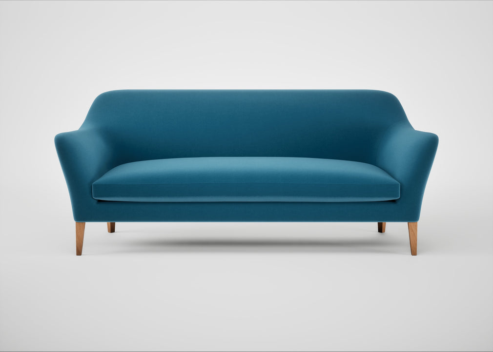 Wallis 4 Seater Sofa Smart Velvet Ocean Blue / Natural