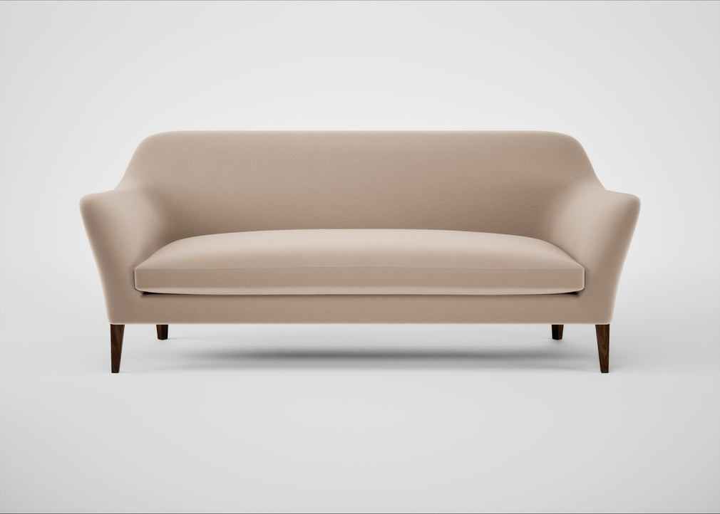 Wallis 4 Seater Sofa Smart Velvet Pebble / Walnut Stained