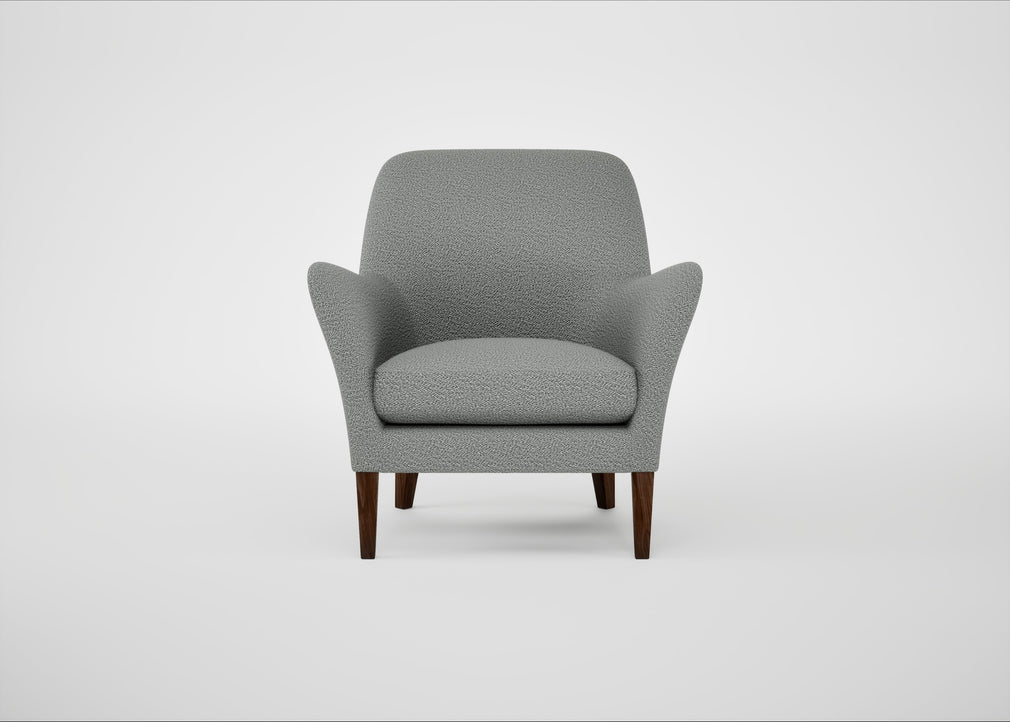 Wallis Armchair Boucle Steel / Walnut Stained