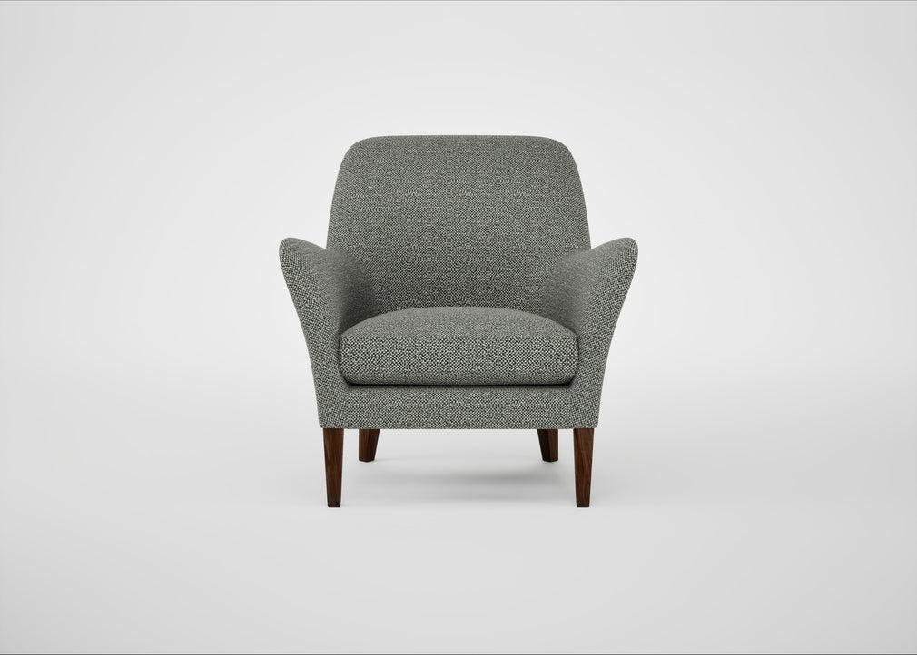 Wallis Armchair Boucle Tweed Lapis / Walnut Stained