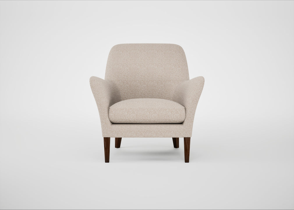 Wallis Armchair Boucle Tweed Pearl / Walnut Stained
