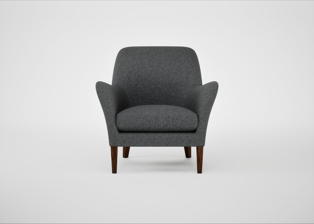 Wallis Armchair Melton Wool Granite / Walnut Stained