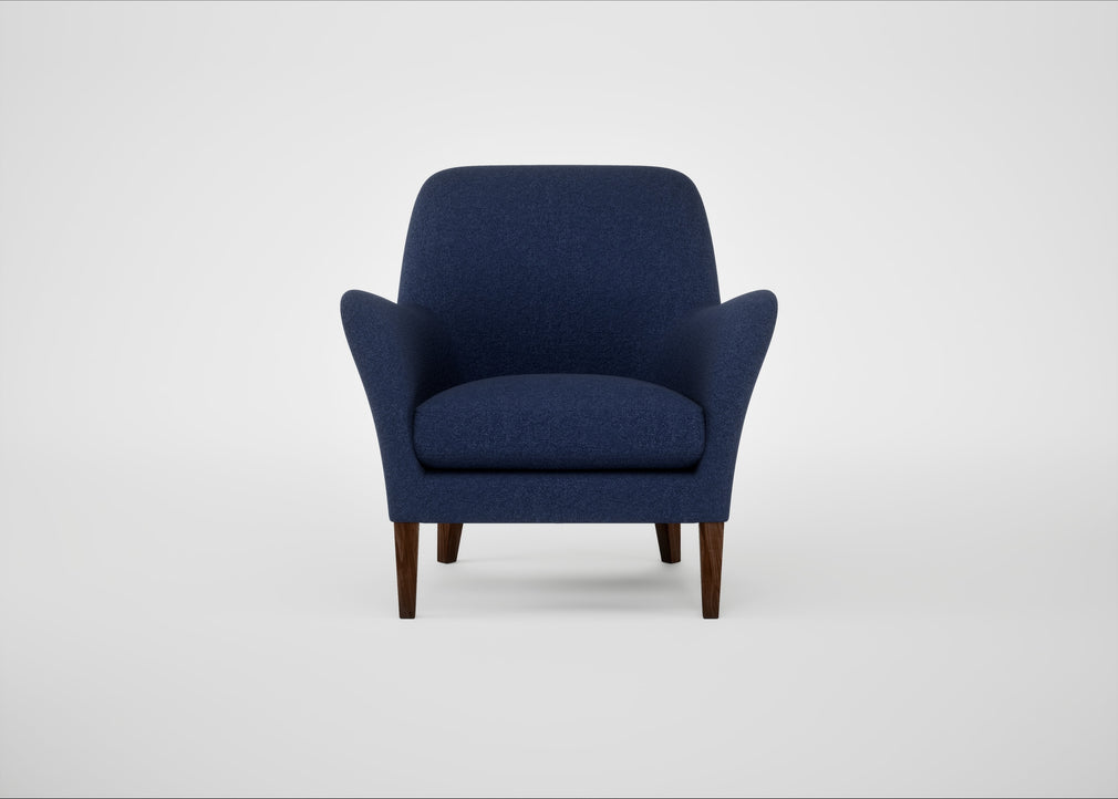 Wallis Armchair Melton Wool New Navy / Walnut Stained