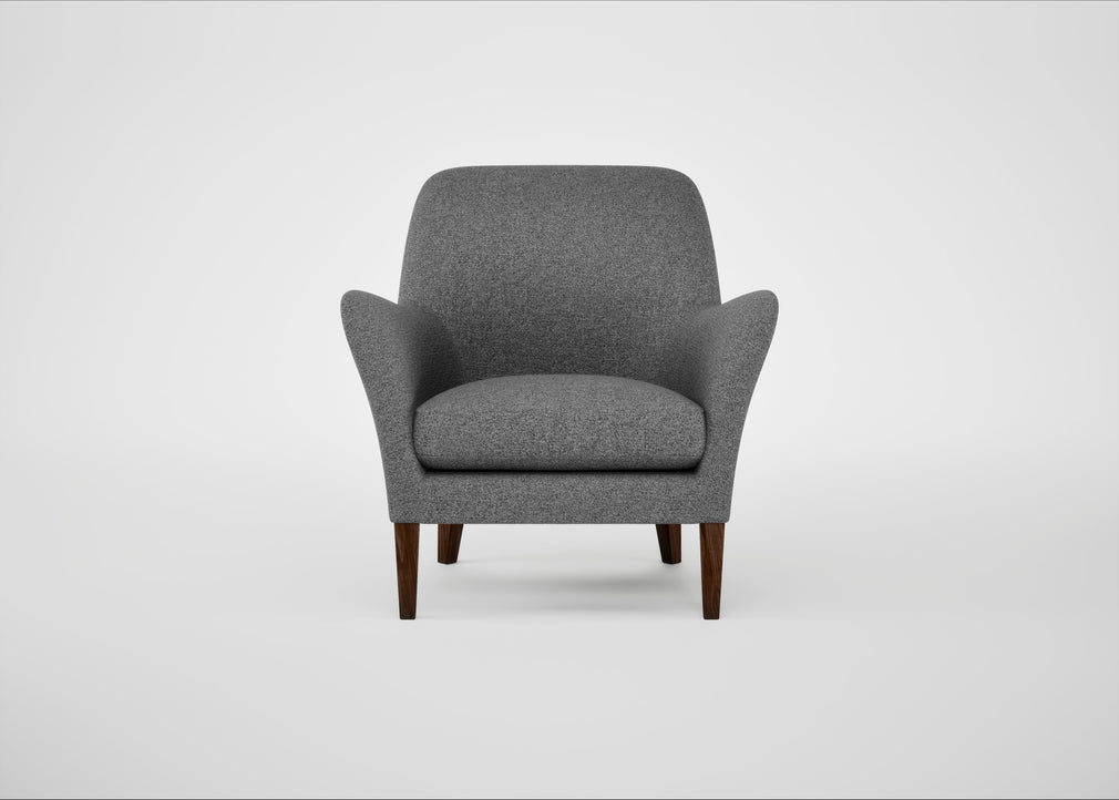 Wallis Armchair Melton Wool Shale / Walnut Stained