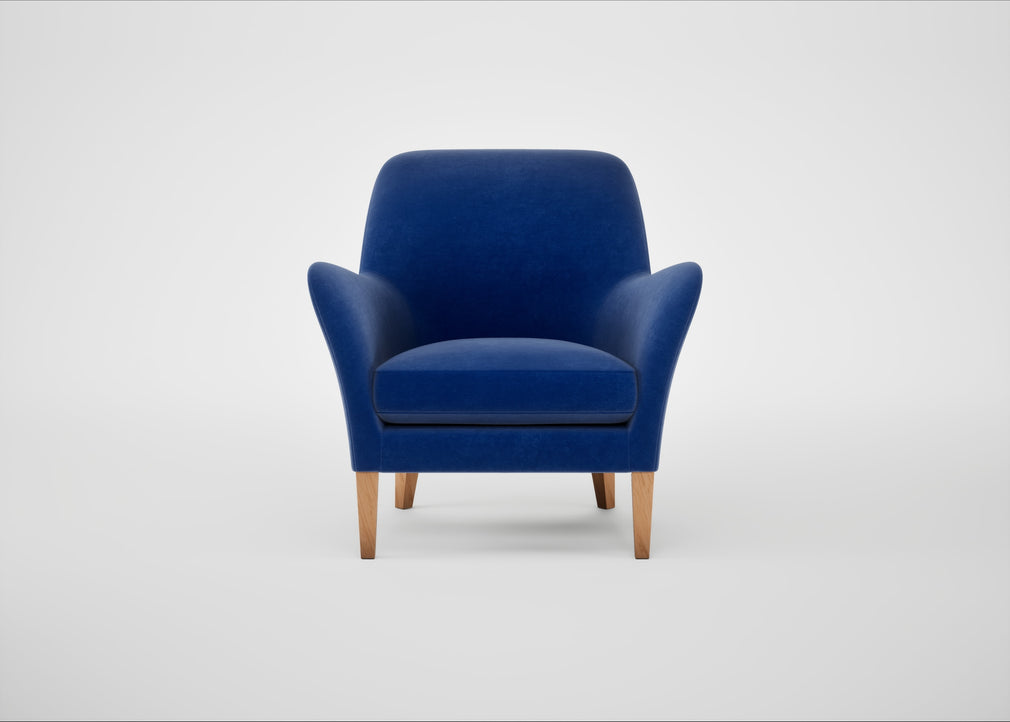 Wallis Armchair Smart Luxe Velvet Azure / Natural