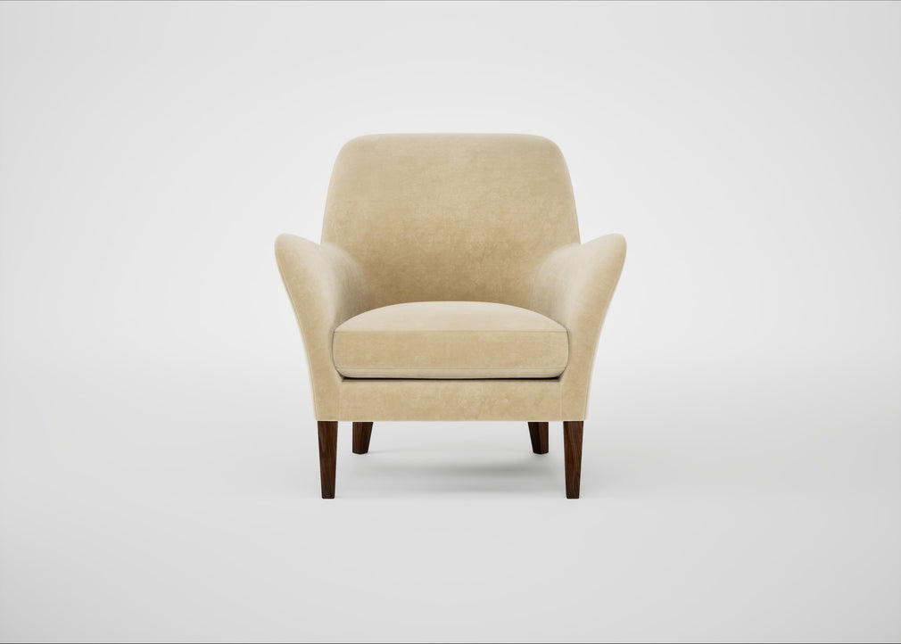 Wallis Armchair Smart Luxe Velvet Biscuit / Walnut Stained