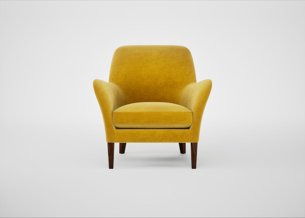 Wallis Armchair Smart Luxe Velvet Canary / Walnut Stained