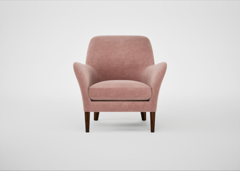 Wallis Armchair Smart Luxe Velvet Dusky Pink / Walnut Stained
