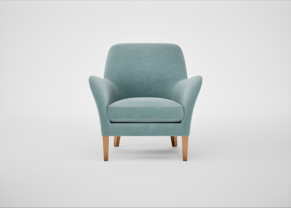 Wallis Armchair Smart Luxe Velvet Mineral Blue / Natural Oak
