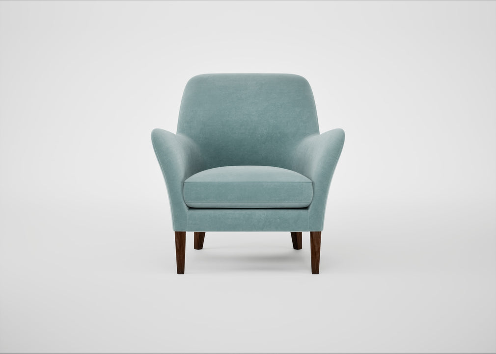 Wallis Armchair Smart Luxe Velvet Mineral Blue / Walnut Stained