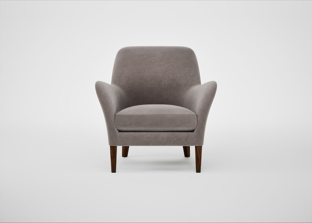 Wallis Armchair Smart Luxe Velvet Mushroom / Walnut Stained