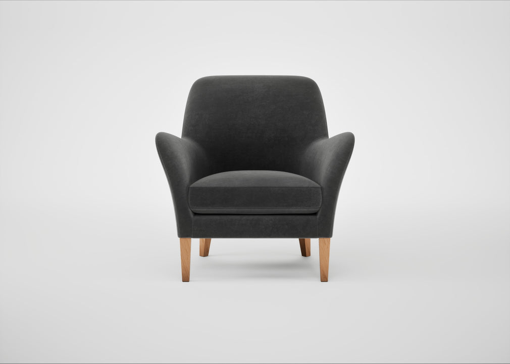 Wallis Armchair Smart Luxe Velvet Nickel / Walnut Stained