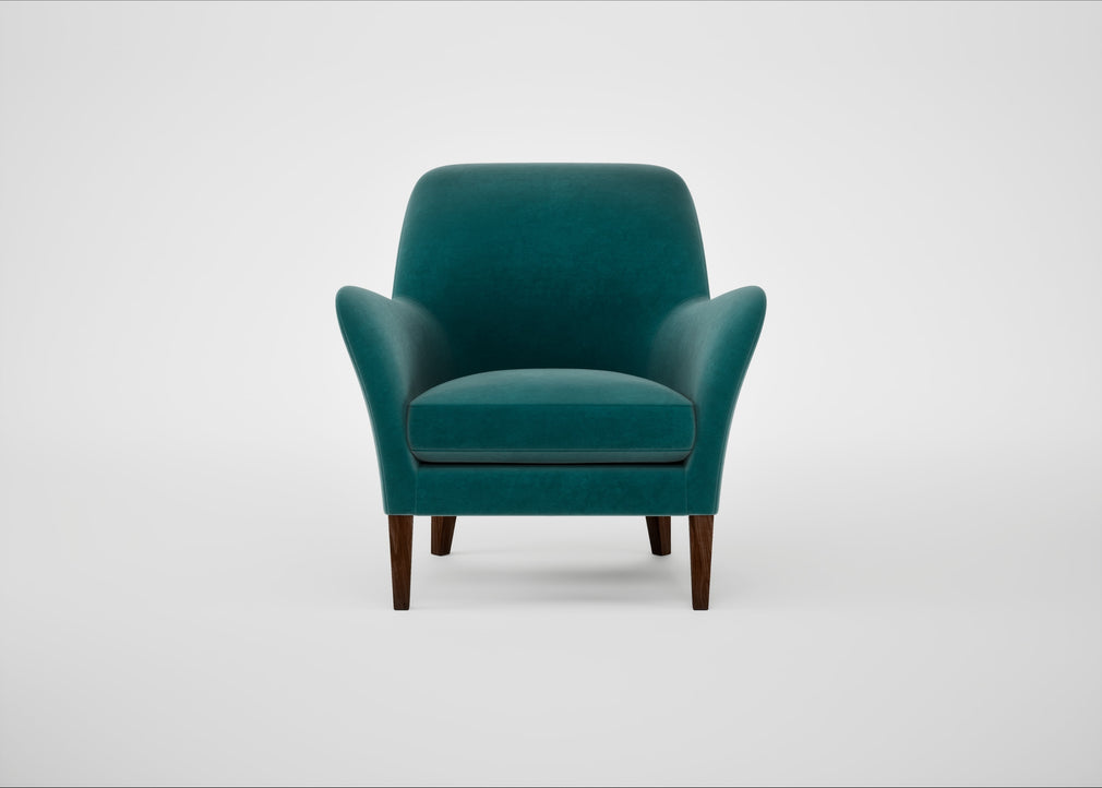 Wallis Armchair Smart Luxe Velvet Ocean Green / Walnut Stained