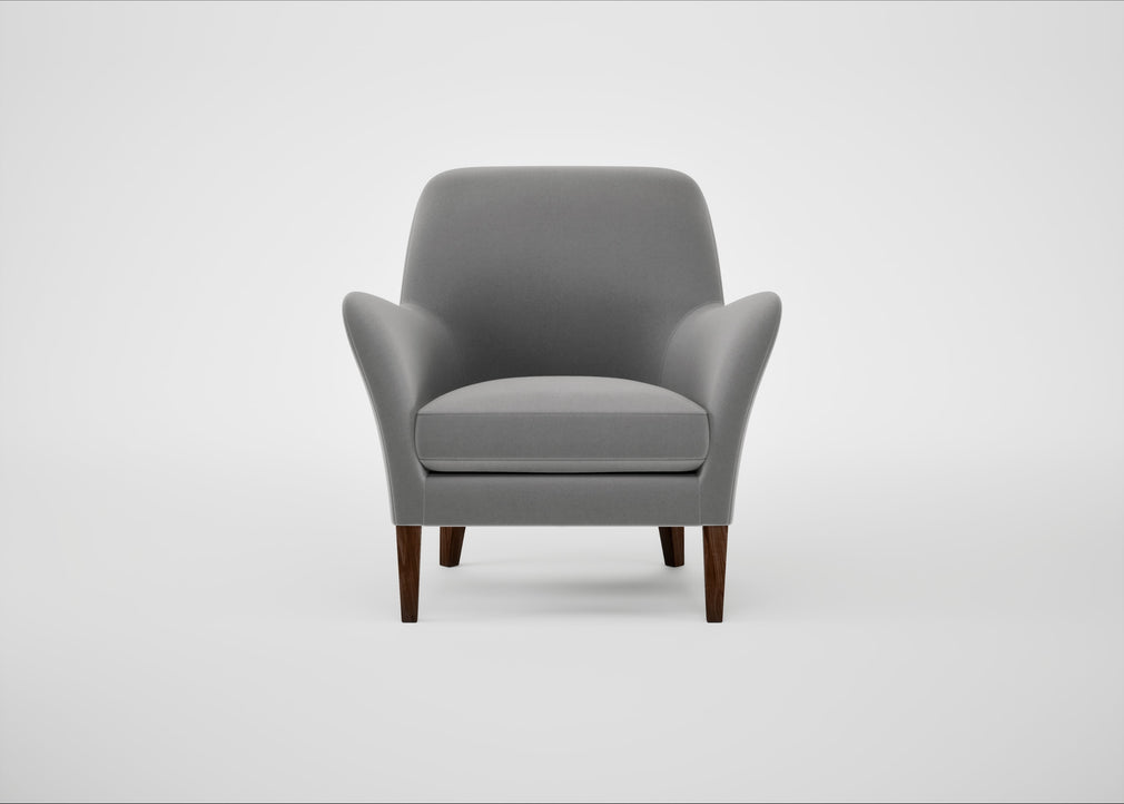 Wallis Armchair Smart Velvet Mercury / Walnut Stained