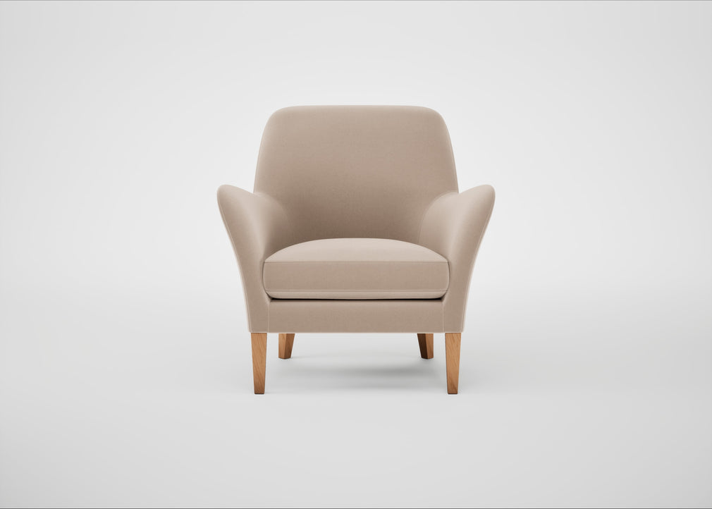 Wallis Armchair Smart Velvet Pebble / Natural